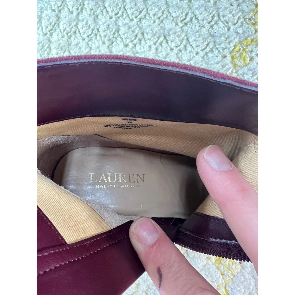 BOHO‎ Ralph Lauren Burgundy Suede Block Heel Ankle Boots Women's Size 7B Wynne